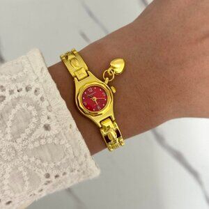 Sku:0285 cute gold red mini watch with heart+in gift box the size is adjustable